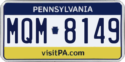 PA license plate MQM8149
