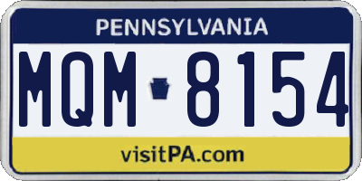 PA license plate MQM8154