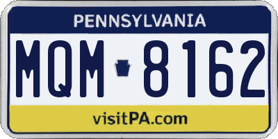 PA license plate MQM8162