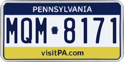 PA license plate MQM8171