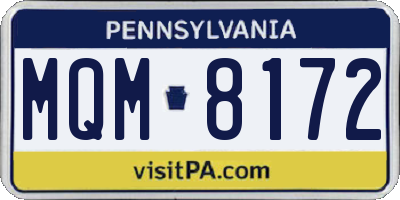 PA license plate MQM8172
