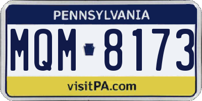 PA license plate MQM8173