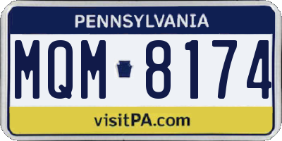 PA license plate MQM8174