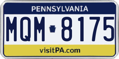 PA license plate MQM8175