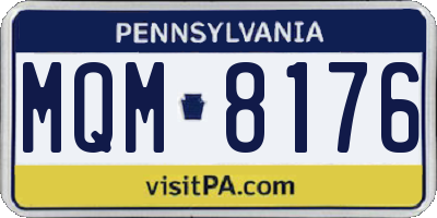 PA license plate MQM8176