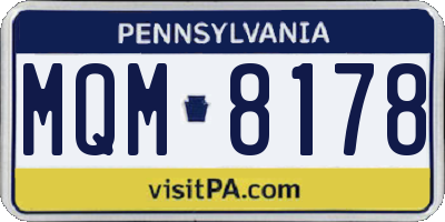 PA license plate MQM8178