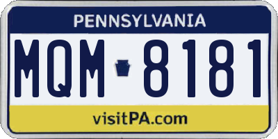 PA license plate MQM8181