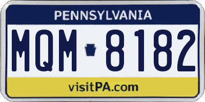 PA license plate MQM8182