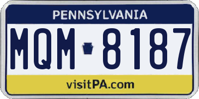 PA license plate MQM8187