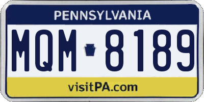 PA license plate MQM8189