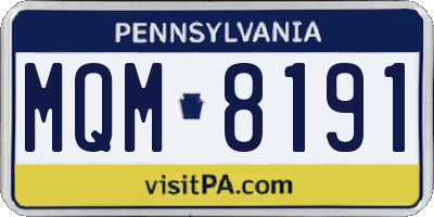 PA license plate MQM8191