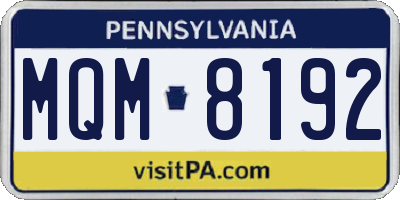 PA license plate MQM8192
