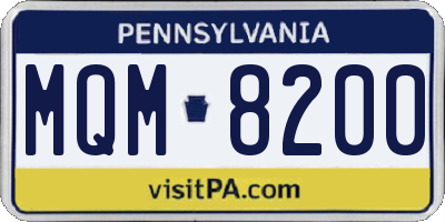 PA license plate MQM8200