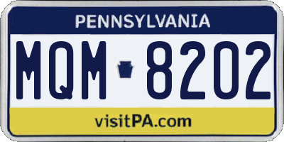 PA license plate MQM8202
