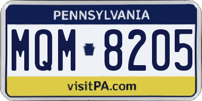 PA license plate MQM8205