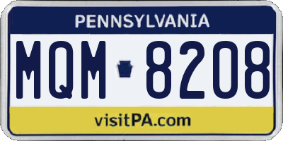 PA license plate MQM8208