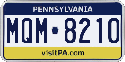 PA license plate MQM8210