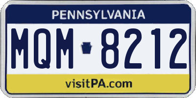 PA license plate MQM8212
