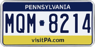 PA license plate MQM8214