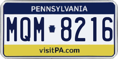 PA license plate MQM8216