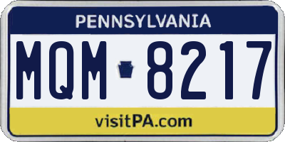 PA license plate MQM8217