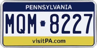PA license plate MQM8227