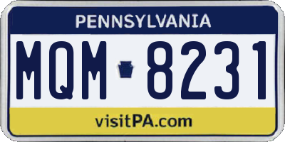 PA license plate MQM8231
