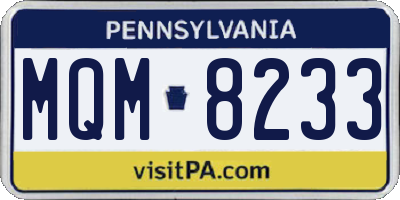 PA license plate MQM8233