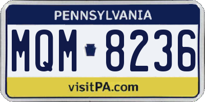 PA license plate MQM8236