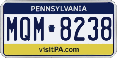 PA license plate MQM8238