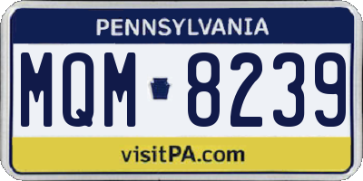 PA license plate MQM8239