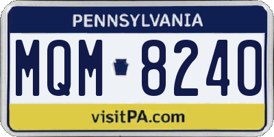 PA license plate MQM8240