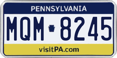 PA license plate MQM8245