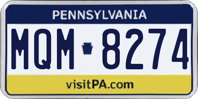 PA license plate MQM8274
