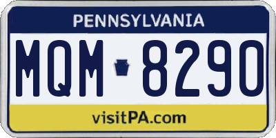 PA license plate MQM8290
