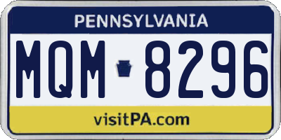 PA license plate MQM8296