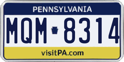 PA license plate MQM8314