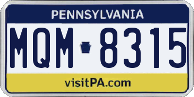 PA license plate MQM8315