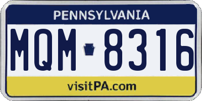 PA license plate MQM8316