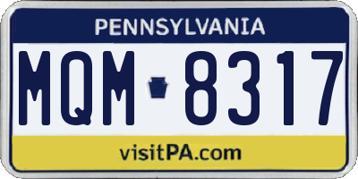 PA license plate MQM8317