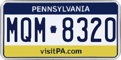 PA license plate MQM8320