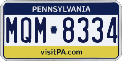 PA license plate MQM8334