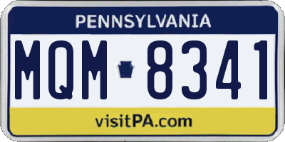 PA license plate MQM8341