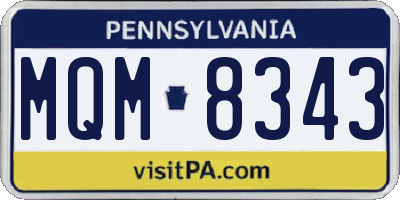 PA license plate MQM8343