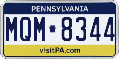 PA license plate MQM8344