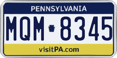 PA license plate MQM8345