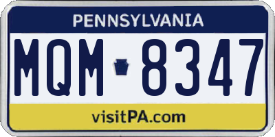 PA license plate MQM8347