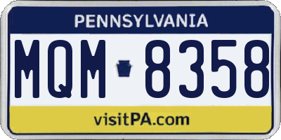 PA license plate MQM8358