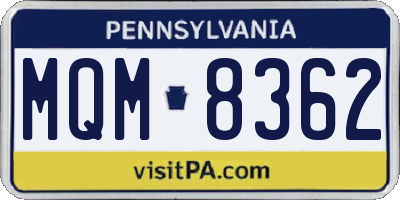 PA license plate MQM8362