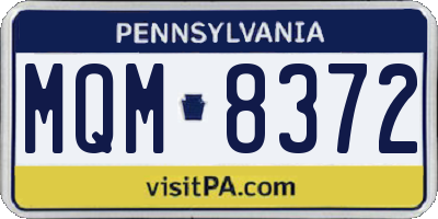 PA license plate MQM8372